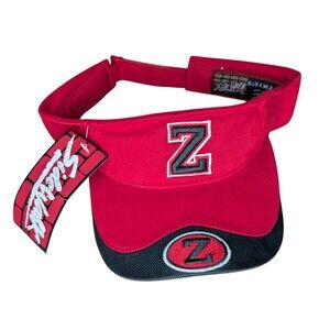 NWT Side Walk Mens Red Black Z Embroidered Logo Ajustable Visor 100% Cotton